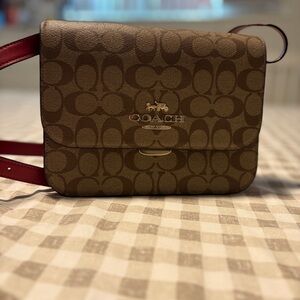 Coach Brown and Red Crossbody Bag